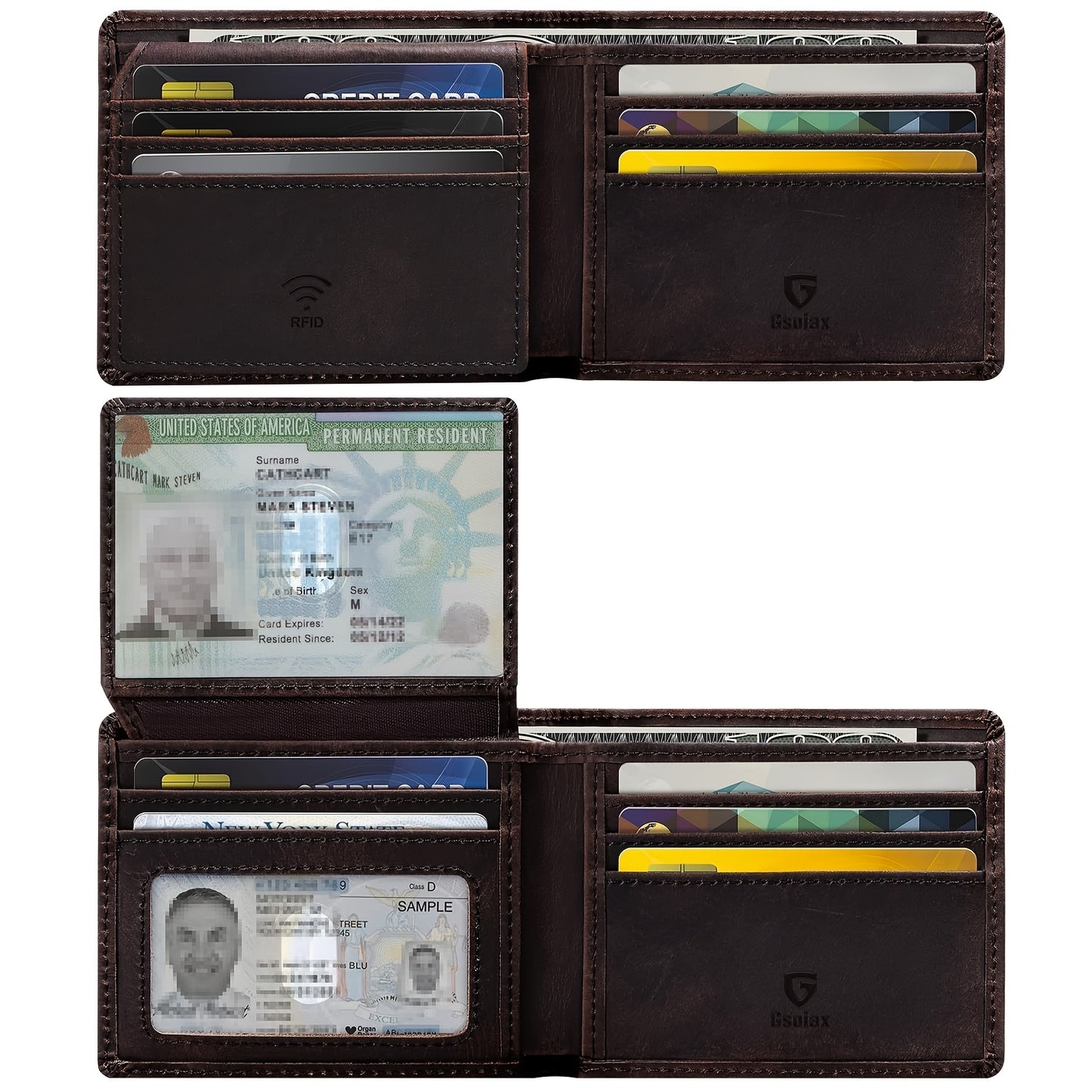 Men's Wallet – RFID Blocking, Dual Cash Section Leather Rfid – alternate view