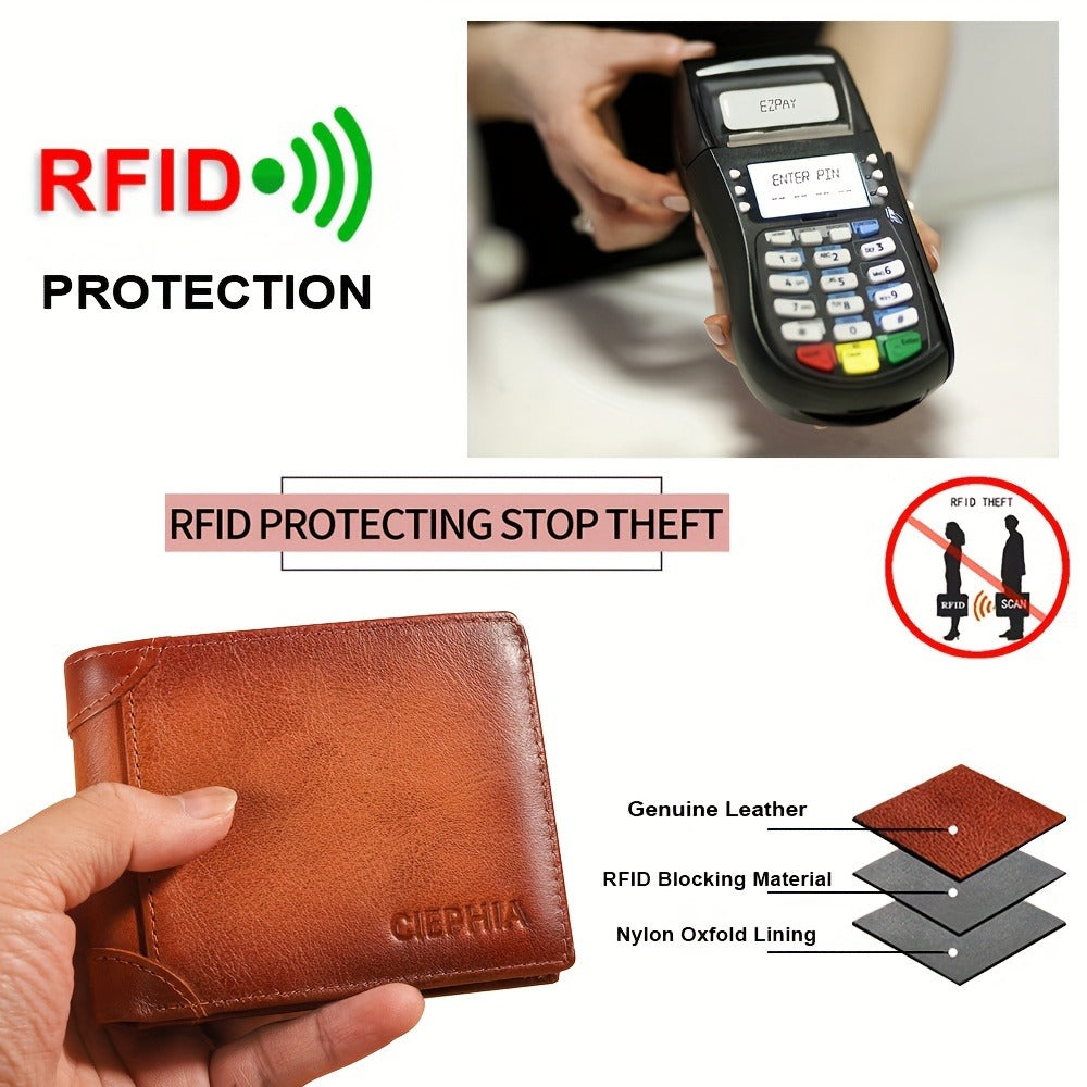 Men's Wallet – RFID Blocking, Full Grain Leather Trifold Rfid – detail view 7