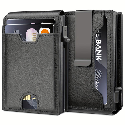 Men's Wallet – RFID Blocking, Metal Aluminum Pop Up Rfid – front view