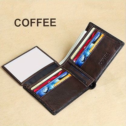 Men's Wallet – RFID Blocking, Retro Bifold Genuine Cowhide Leather – detail view 19