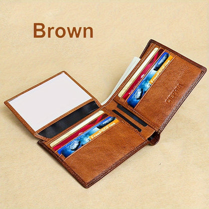 Men's Wallet – RFID Blocking, Retro Bifold Genuine Cowhide Leather – detail view 2