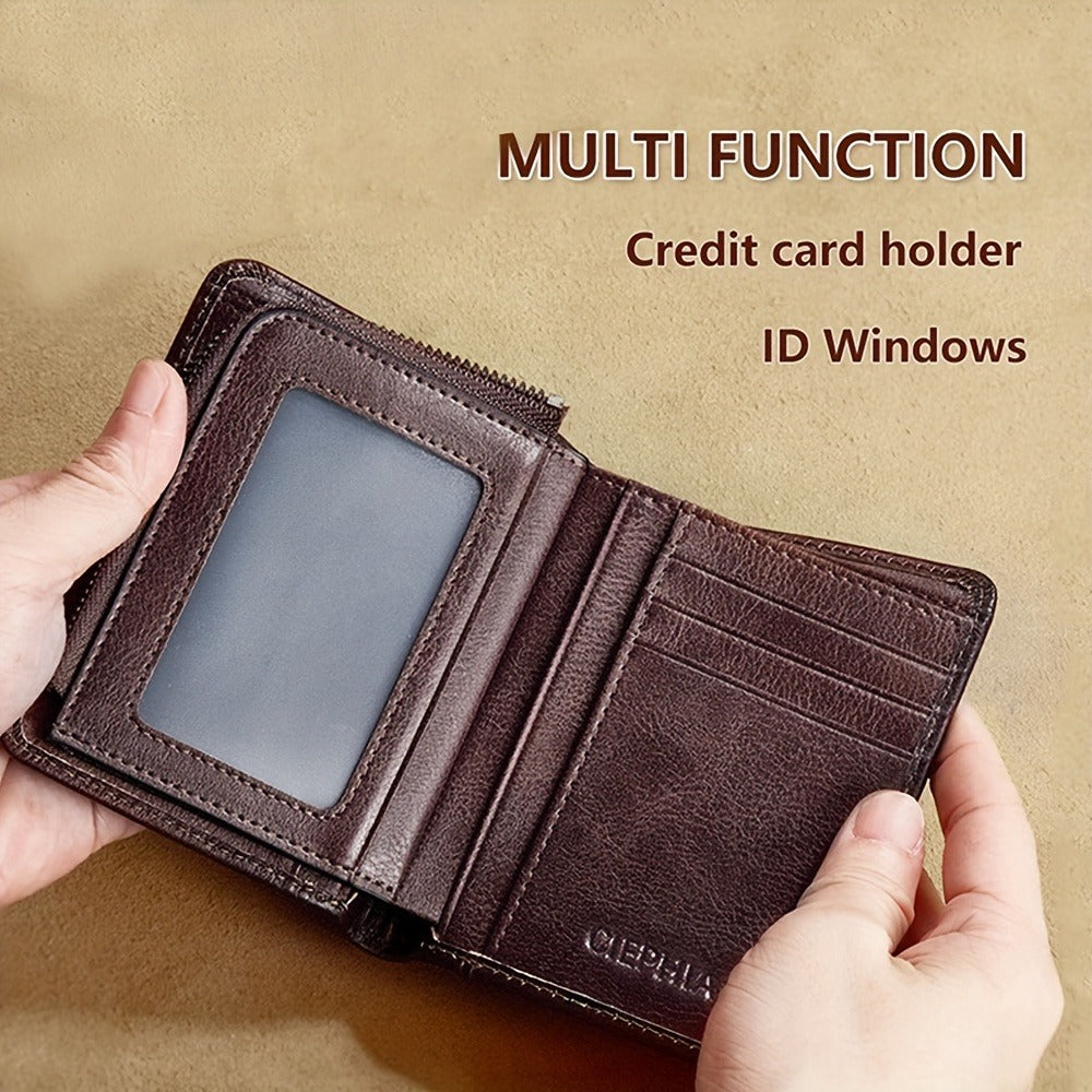 Men's Wallet – RFID Blocking, Trifold Zipper Coin Pocket Genuine – detail view 9