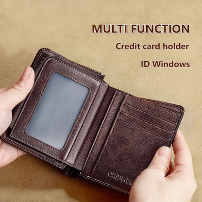 Men's Wallet – RFID Blocking, Trifold Zipper Coin Pocket Genuine – detail view 9