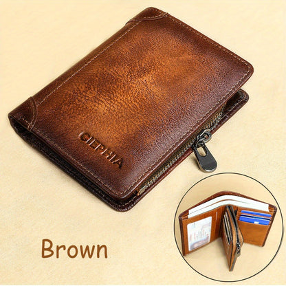 Men's Wallet – RFID Blocking, Trifold Zipper Coin Pocket Genuine – detail view 13