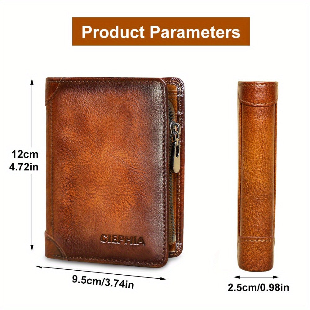 Men's Wallet – RFID Blocking, Trifold Zipper Coin Pocket Genuine – detail view 14