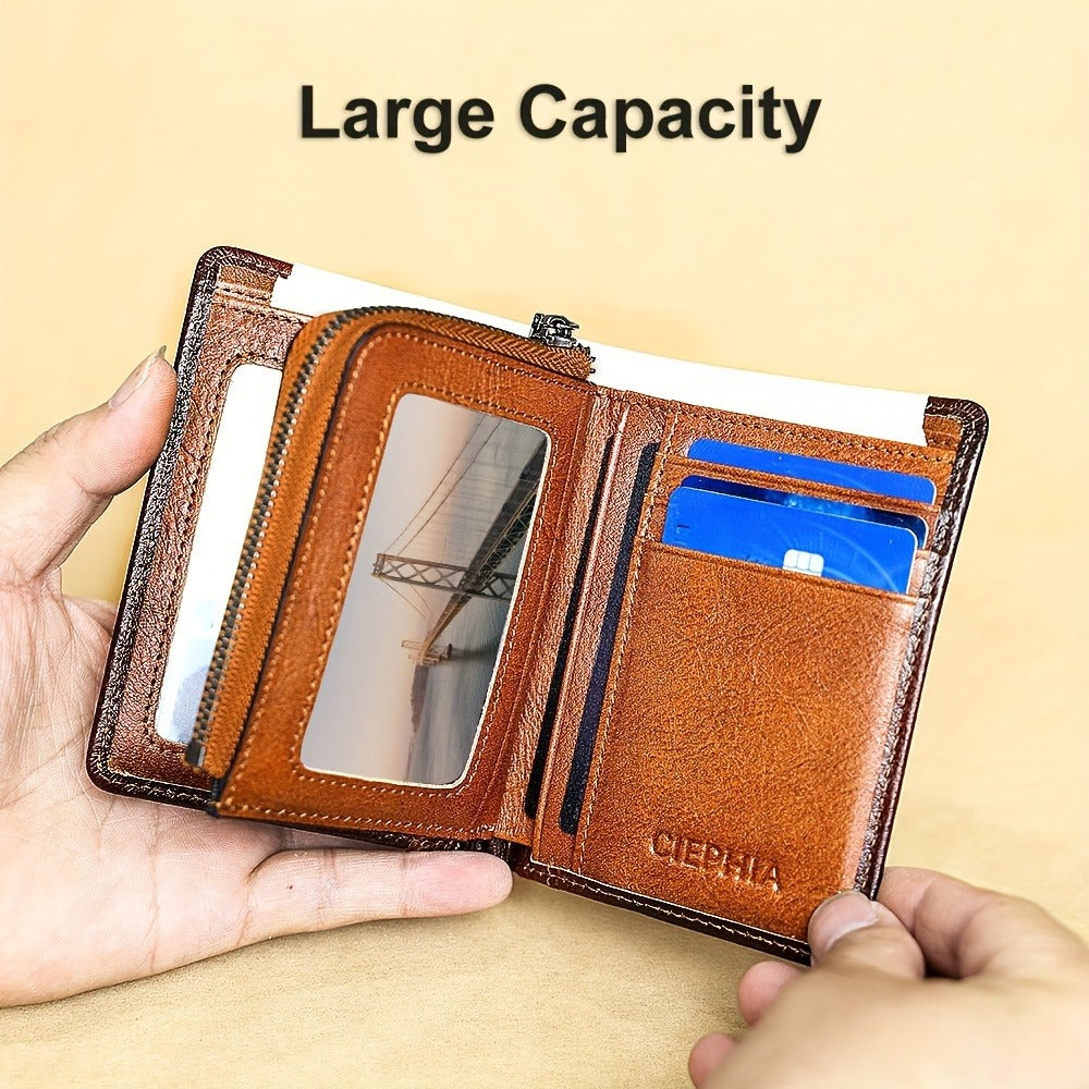 Men's Wallet – RFID Blocking, Trifold Zipper Coin Pocket Genuine – detail view 15