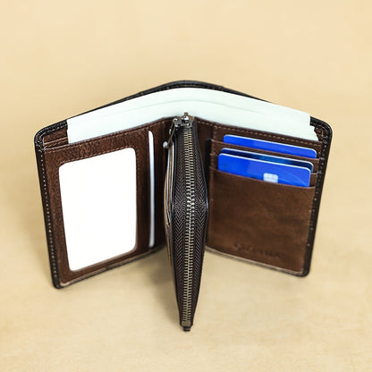 Men's Wallet – RFID Blocking, Trifold Zipper Coin Pocket Genuine – detail view 6