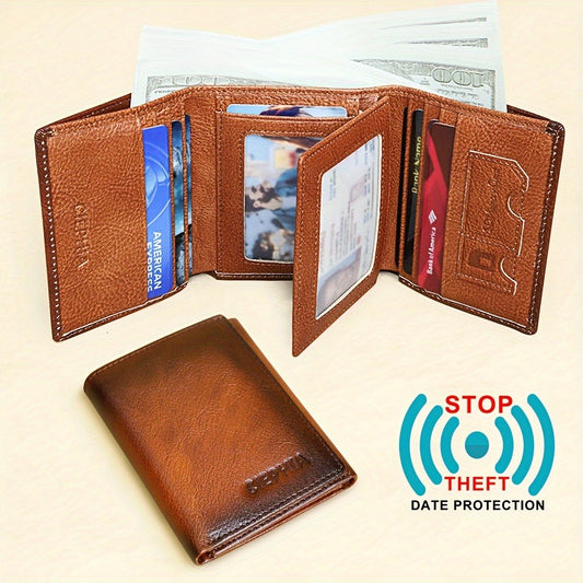 Men's Wallet – Trifold Leather Premium Cowhide Full – front view