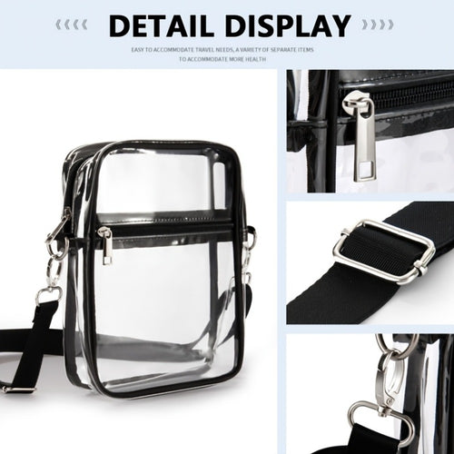 Men's Crossbody Bag – Clear, Adjustable Strap, Transparent | Bag Vero – front view