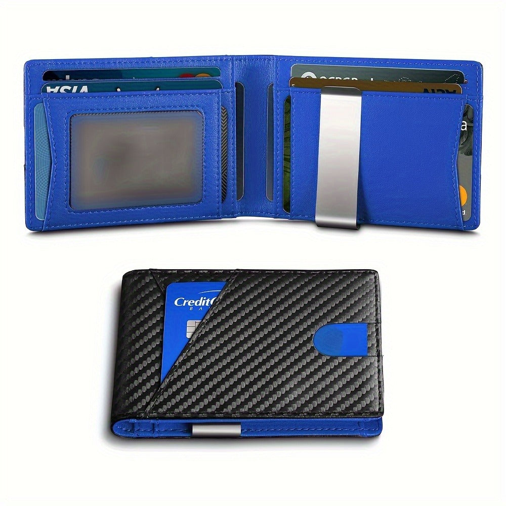 Men's Wallet – RFID Blocking, Carbon Fiber Money Clip Bifold | Bag Vero – front view