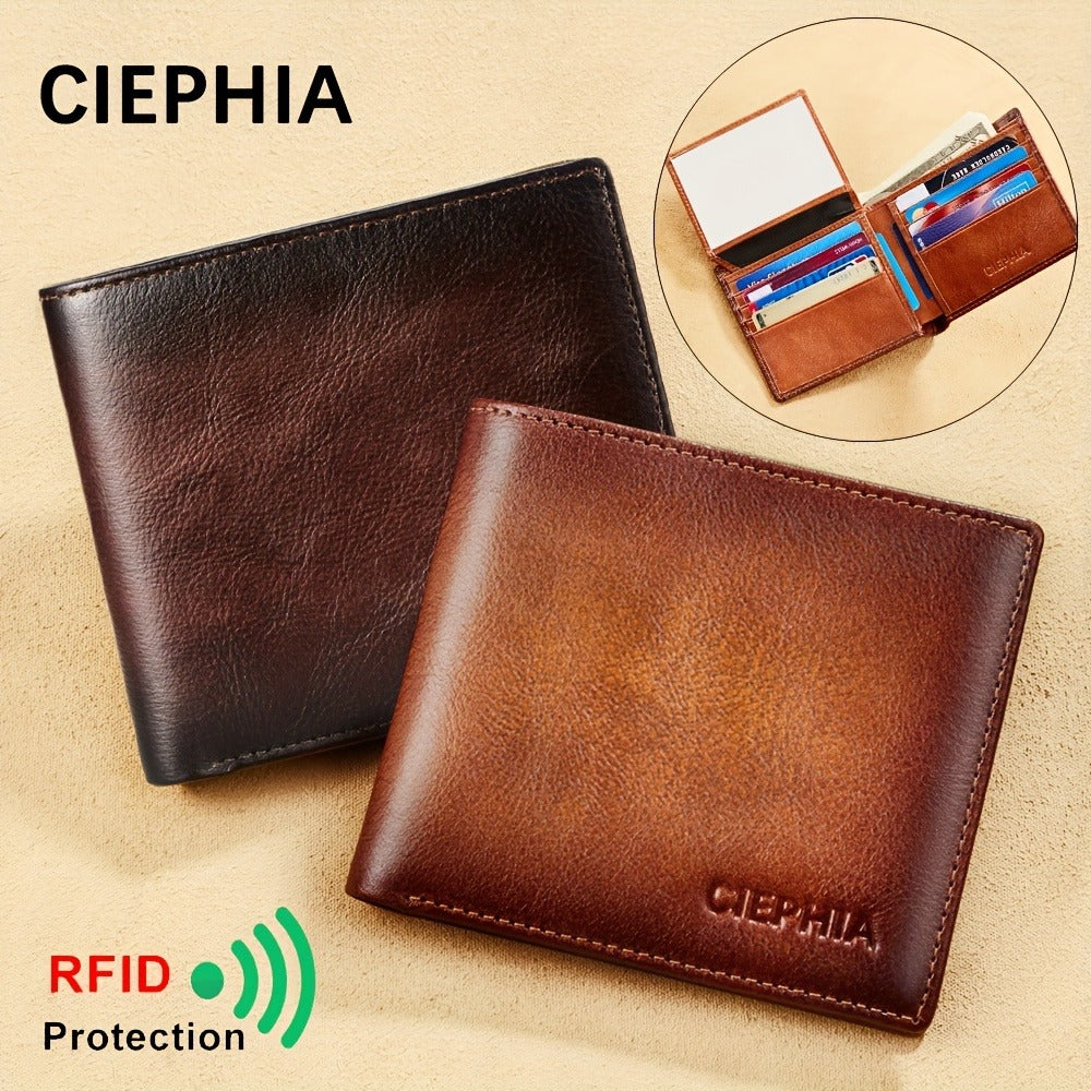 Men's Wallet – RFID Blocking, Retro Bifold Genuine Cowhide Leather | Bag Vero – front view