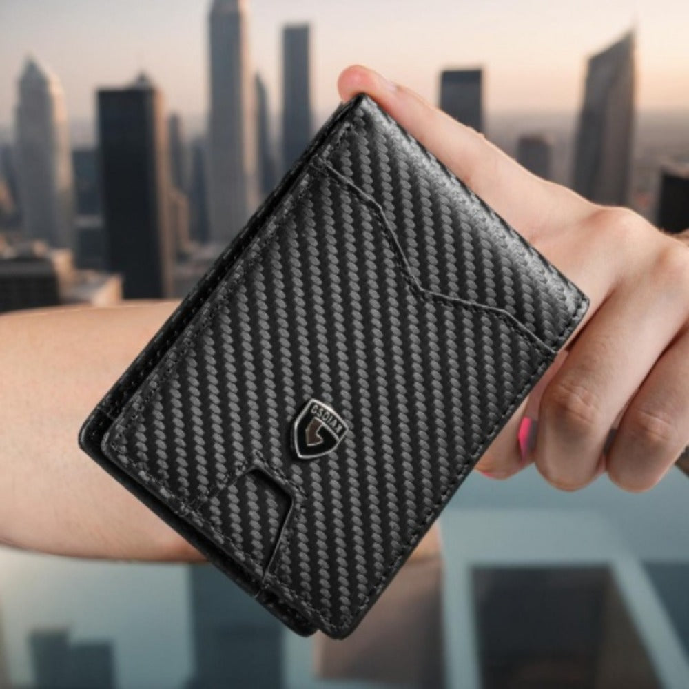 Men's Wallet – RFID Blocking, Slim Rfid Blocking Bifold Carbon | Bag Vero – front view