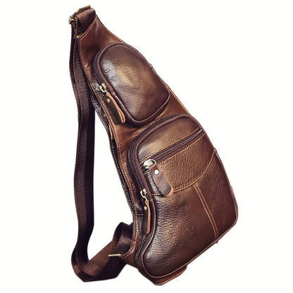 Sling Bag – for Travel, Leather Sling Vintage Chest Pack | Bag Vero – front view
