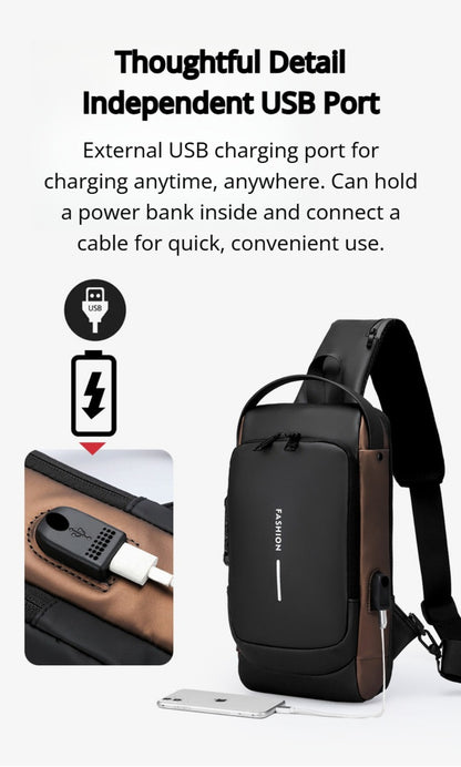 Sling Bag – Combination Lock, Large Capacity, Anti-Theft, for Travel & Work – detail view 18