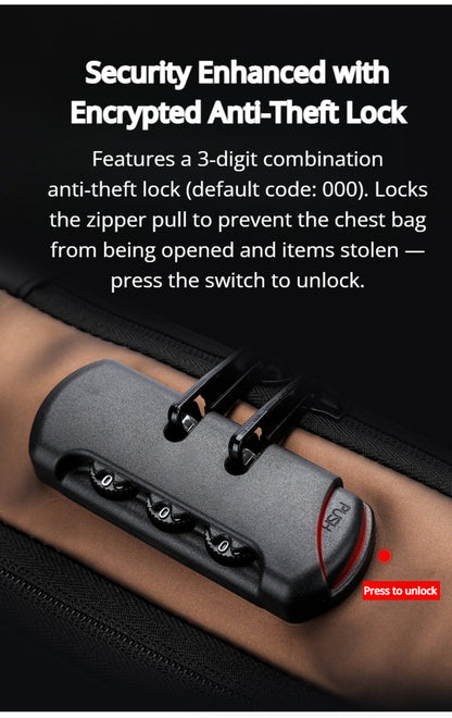 Sling Bag – Combination Lock, Large Capacity, Anti-Theft, for Travel & Work – detail view 19