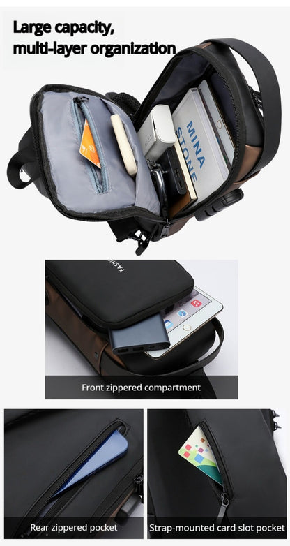 Sling Bag – Combination Lock, Large Capacity, Anti-Theft, for Travel & Work – detail view 23