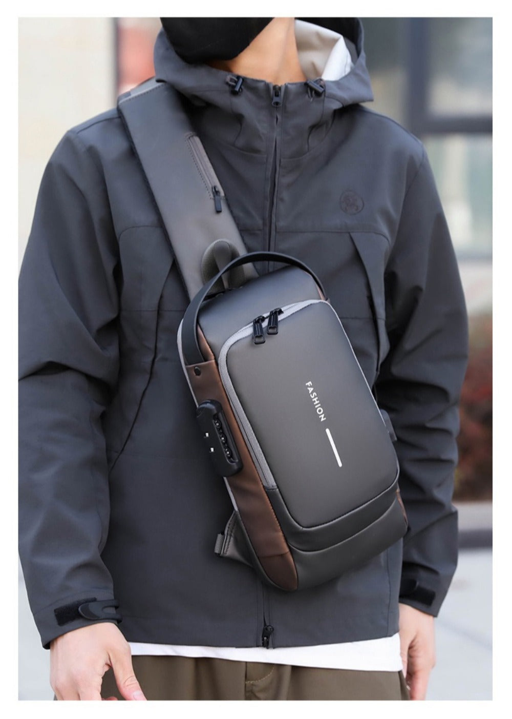 Sling Bag – Combination Lock, Large Capacity, Anti-Theft, for Travel & Work – detail view 37