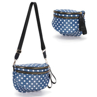 Blue polka dots.