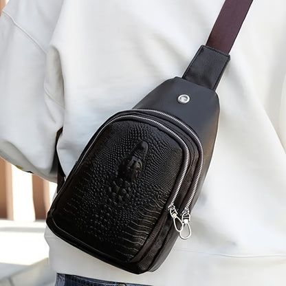 Sling Bag – for Travel & Everyday Use, Crocodile Pattern Chest Earphone Hole – detail view 12