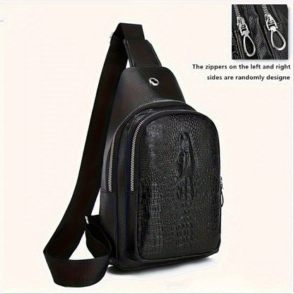 Sling Bag – for Travel & Everyday Use, Crocodile Pattern Chest Earphone Hole – detail view 18