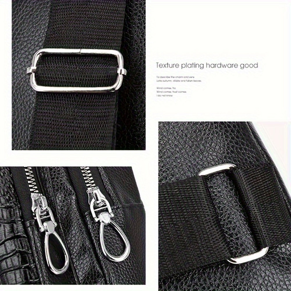 Sling Bag – for Travel & Everyday Use, Crocodile Pattern Chest Earphone Hole – detail view 19