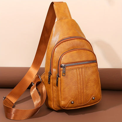 Sling Bag – for Travel & Everyday Use, Faux Leather Retro Chest Sling – detail view 13