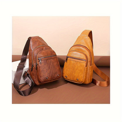 Sling Bag – for Travel & Everyday Use, Faux Leather Retro Chest Sling – detail view 15