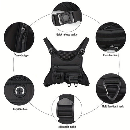 Sling Bag – for Travel & Work, Tactical Sports Chest Hollowed Out – detail view 14