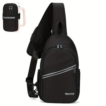 Sling Bag – for Travel, Sling Detachable Phone Pouch Hiking – front view