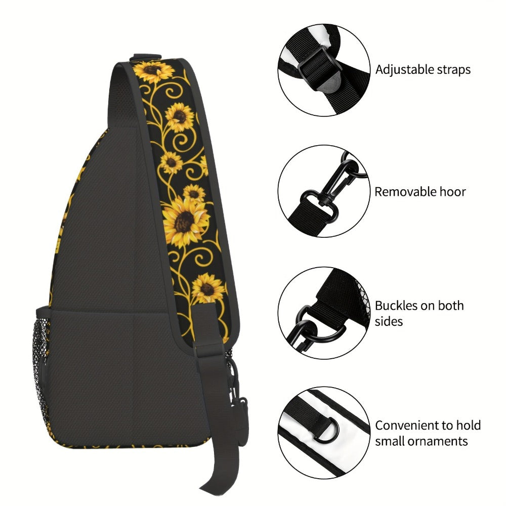 Sling Bag – for Travel, Sunflower Sling Chest Daypack Hiking – detail view 4
