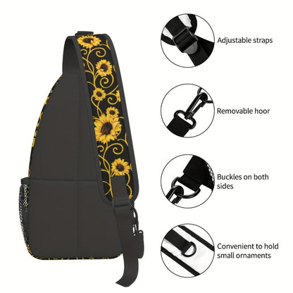 Sling Bag – for Travel, Sunflower Sling Chest Daypack Hiking – detail view 4
