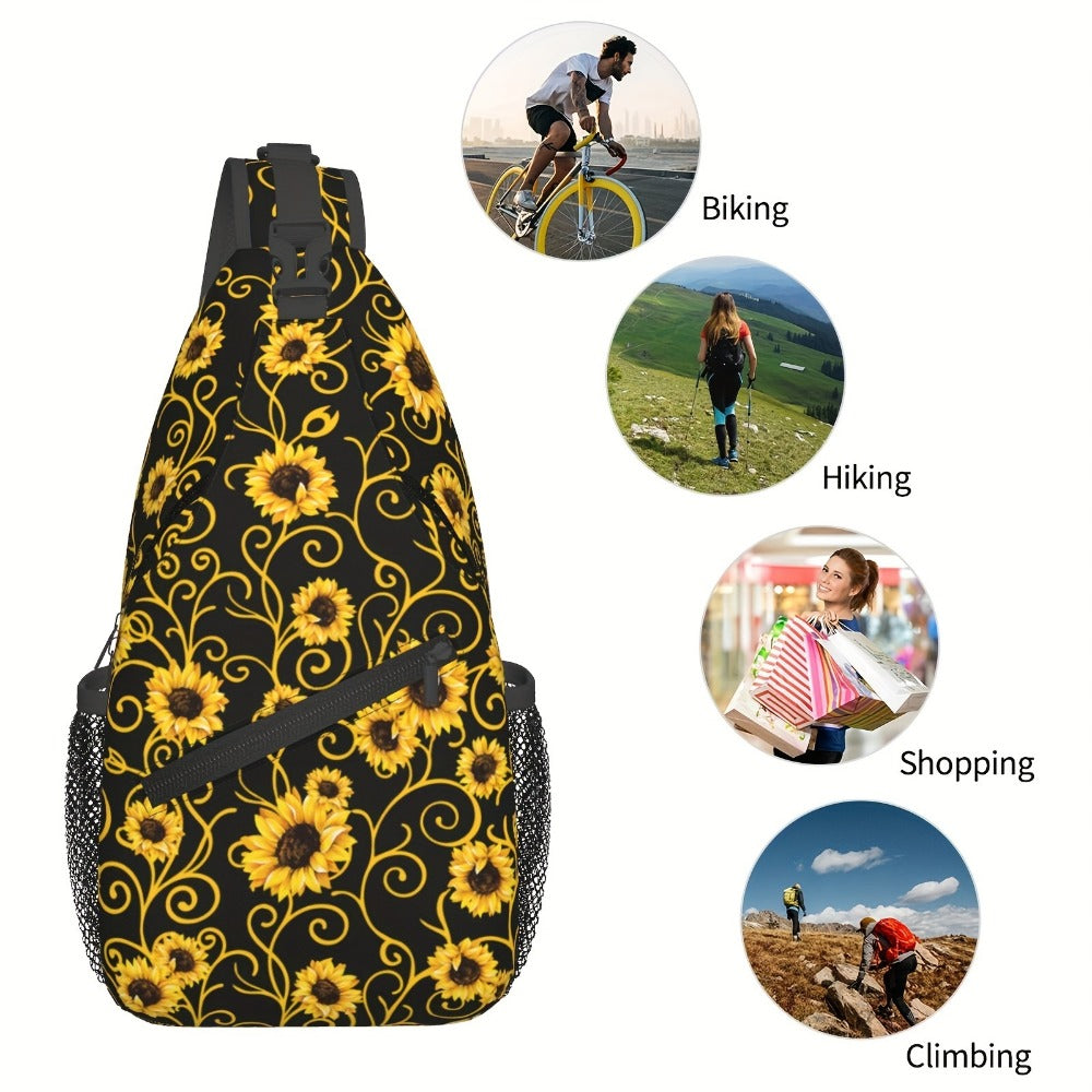 Sling Bag – for Travel, Sunflower Sling Chest Daypack Hiking – detail view 5