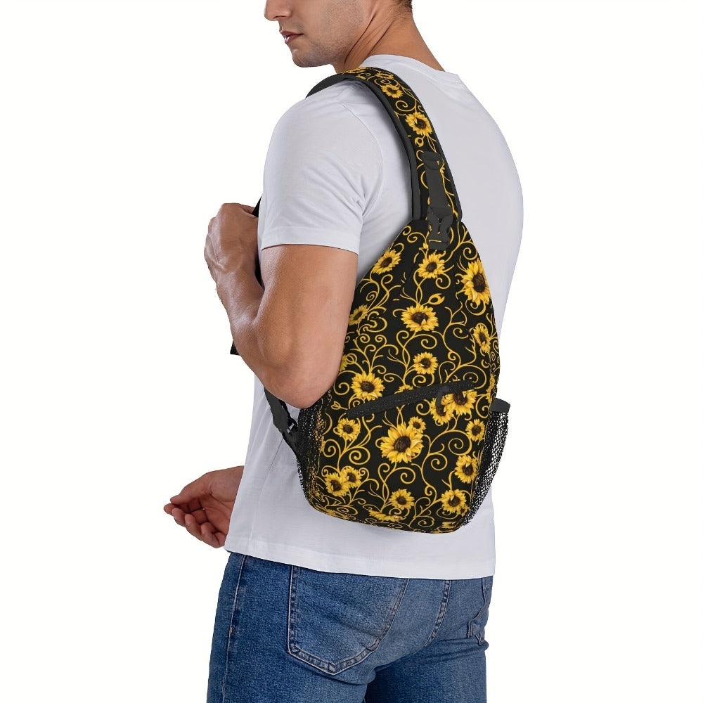 Sling Bag – for Travel, Sunflower Sling Chest Daypack Hiking – detail view 6