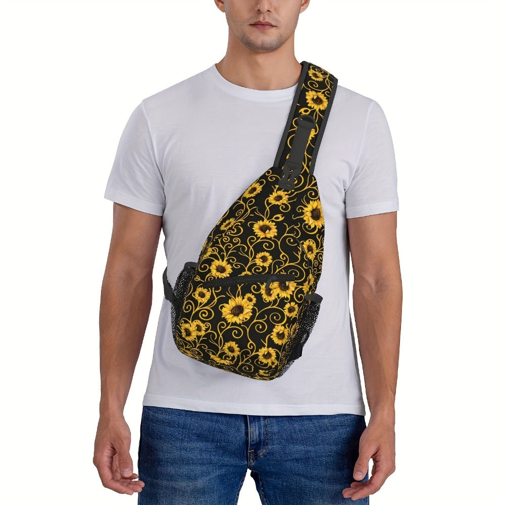 Sling Bag – for Travel, Sunflower Sling Chest Daypack Hiking – detail view 7