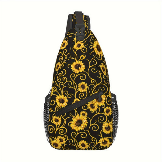 Sling Bag – for Travel, Sunflower Sling Chest Daypack Hiking – front view