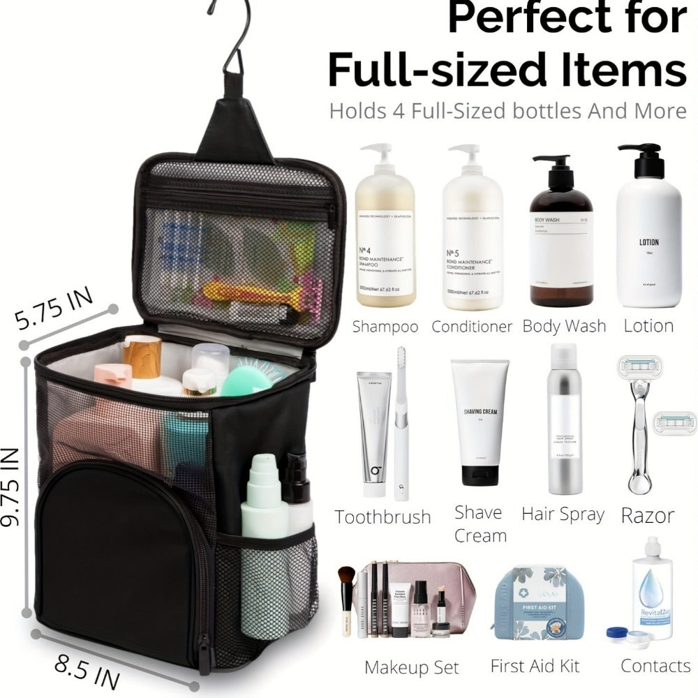 Travel Toiletry Bag – for School, College Shower Caddy Mesh Hanging – detail view 2