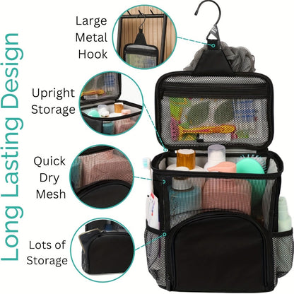 Travel Toiletry Bag – for School, College Shower Caddy Mesh Hanging – detail view 5