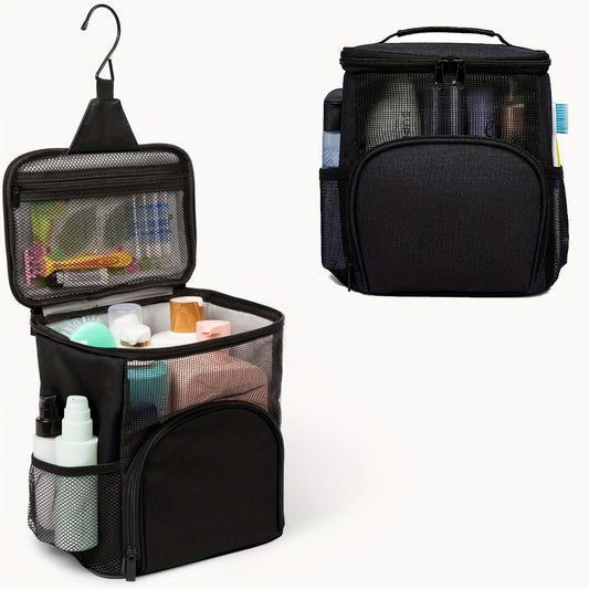Travel Toiletry Bag – for School, College Shower Caddy Mesh Hanging – front view