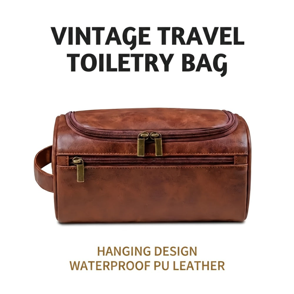Travel Toiletry Bag – PU Leather, Large Capacity, Waterproof, for Travel & Everyday Use – front view