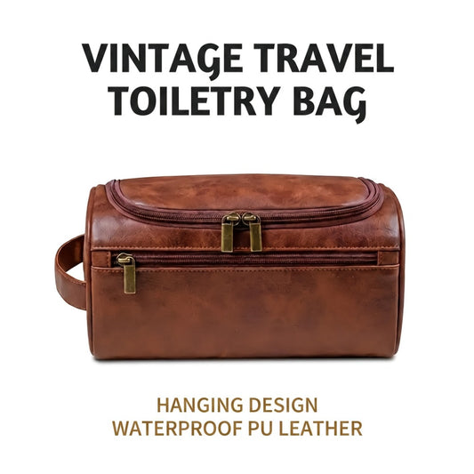 Travel Toiletry Bag – PU Leather, Large Capacity, Waterproof, for Travel & Everyday Use – front view
