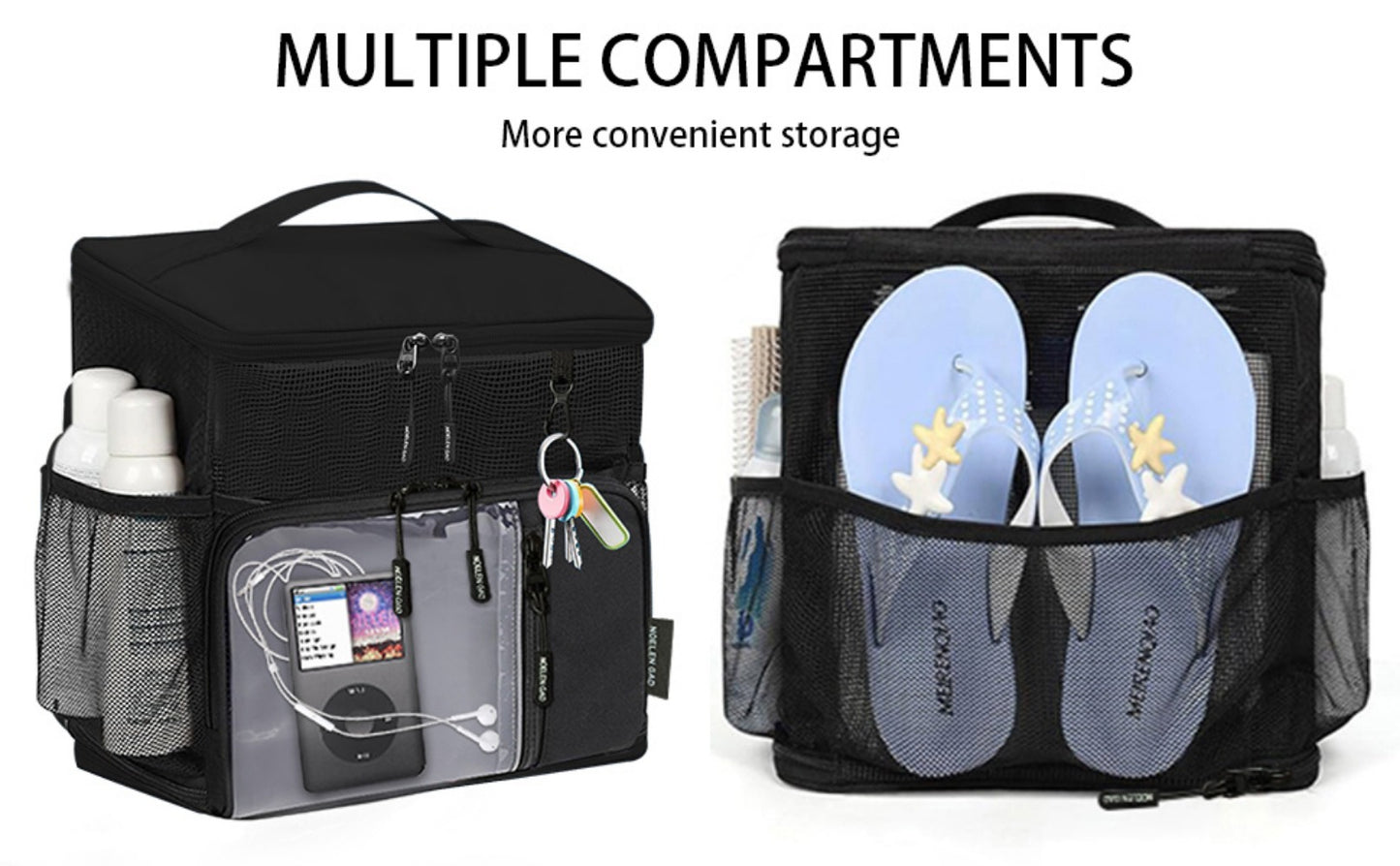 Travel Toiletry Bag – for Travel, Hanging Mesh Shower Caddy Handle – detail view 11