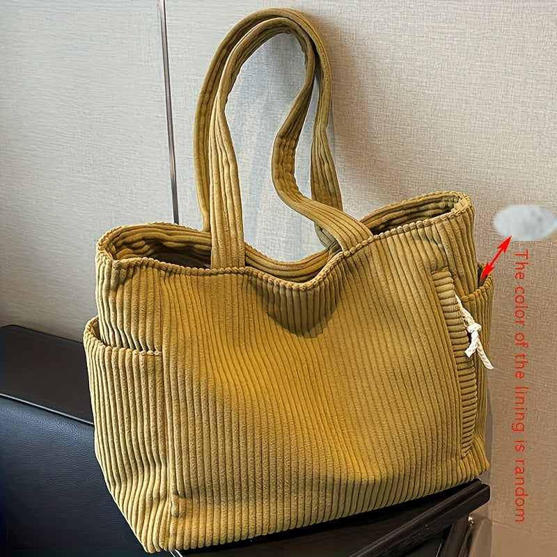 Tote Bag for Women – Corduroy, Lightweight, Large Capacity, for Work & Everyday Use | Bag Vero – front view