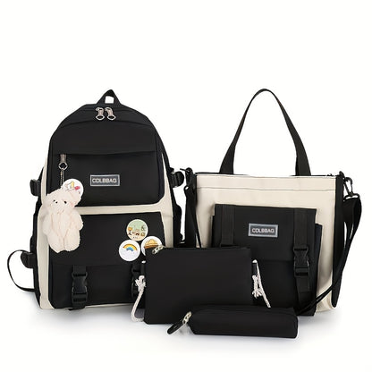 Travel Backpack – 4-Piece, Canvas, Large Capacity, for Travel & School – front view - product view 13