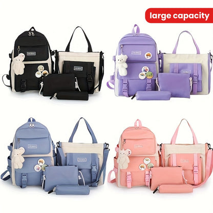 Travel Backpack – 4-Piece, Canvas, Large Capacity, for Travel & School – detail view 7