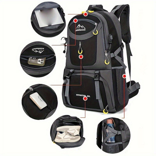 Travel Backpack – 60L, Large Capacity, Waterproof, for Travel & Work – front view