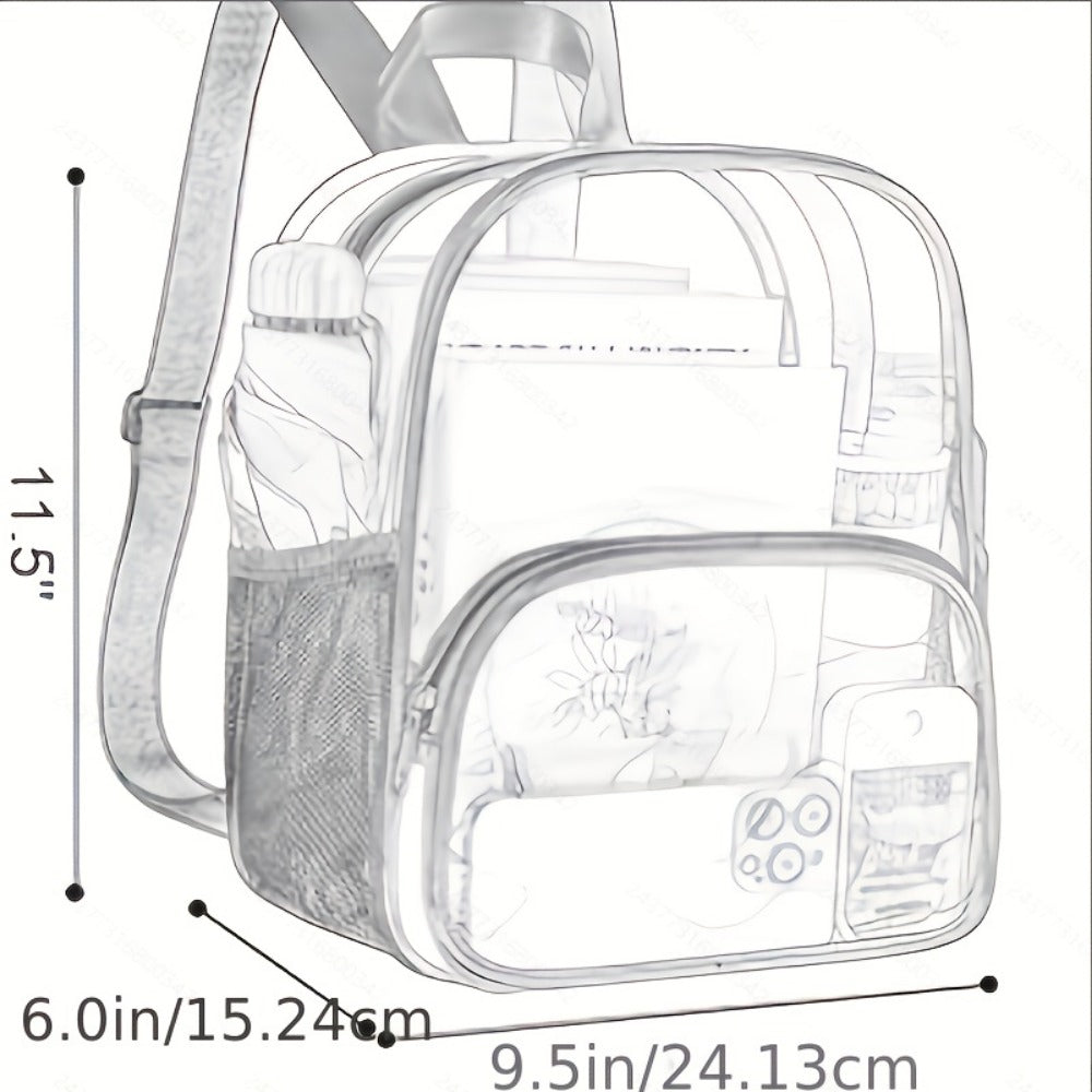 Travel Backpack – Clear, Transparent, Adjustable Strap, for Travel & Work – detail view 4