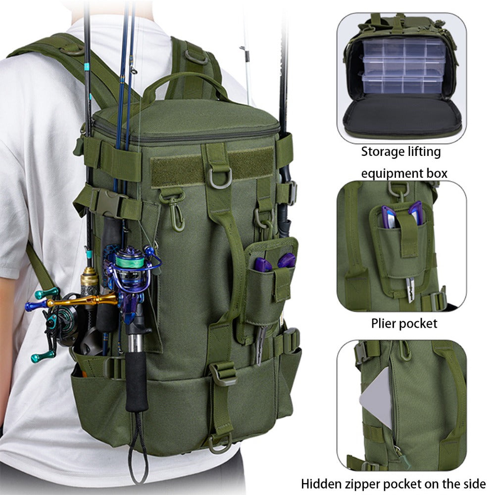 Travel Backpack – Convertible, Fishing Lure Compartment Dry Wet – detail view 20