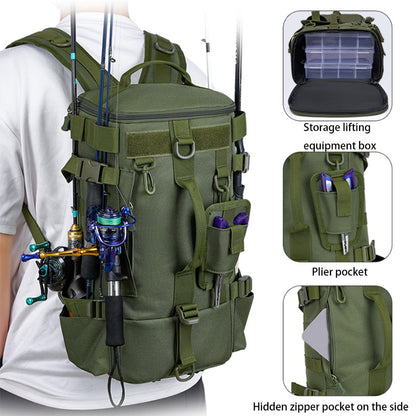 Travel Backpack – Convertible, Fishing Lure Compartment Dry Wet – detail view 20