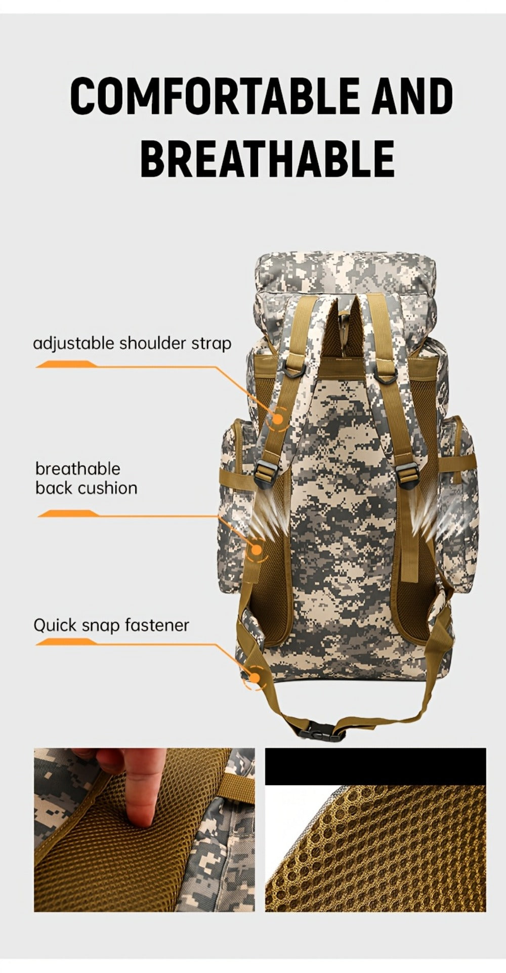 Travel Backpack – Lightweight, Adjustable Strap, for Travel – detail view 29