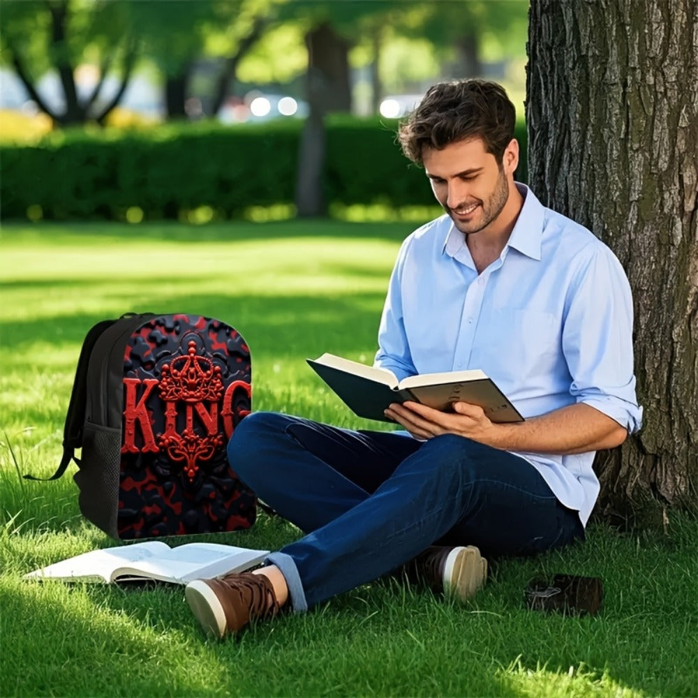 Travel Backpack – for Travel & School, King Print Red Black Color – detail view 9